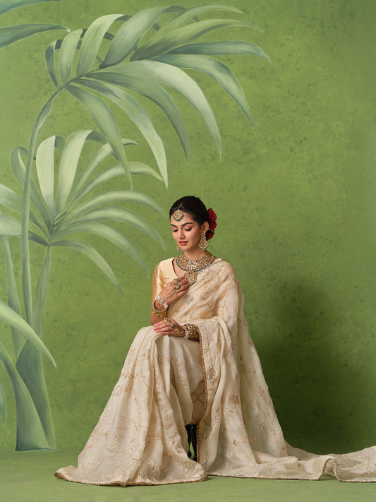 Ivory Jaal Saree