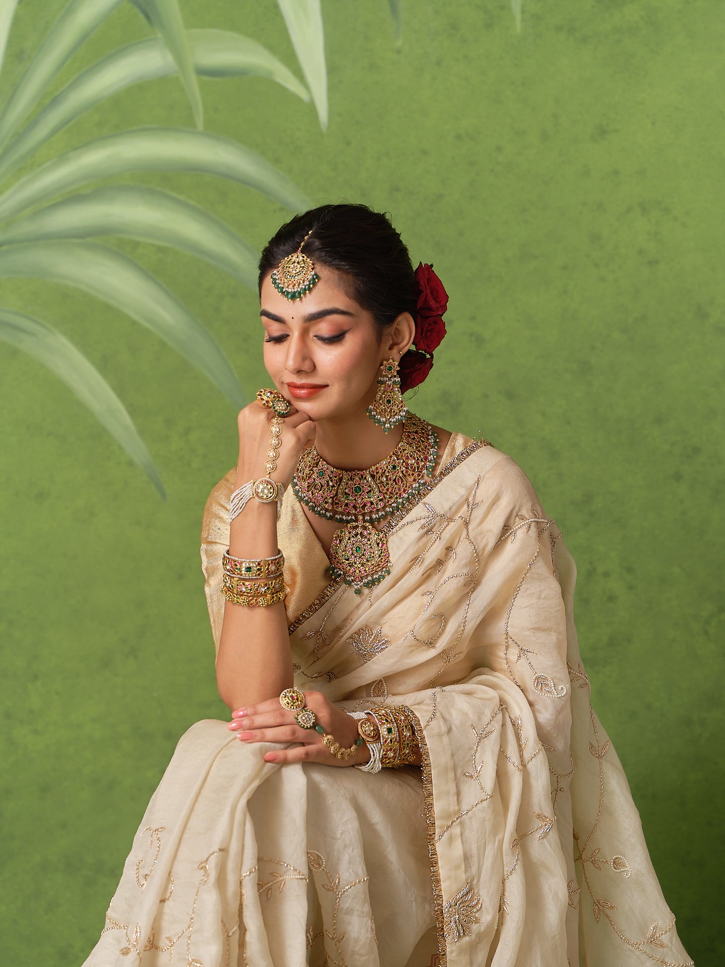 Ivory Jaal Saree