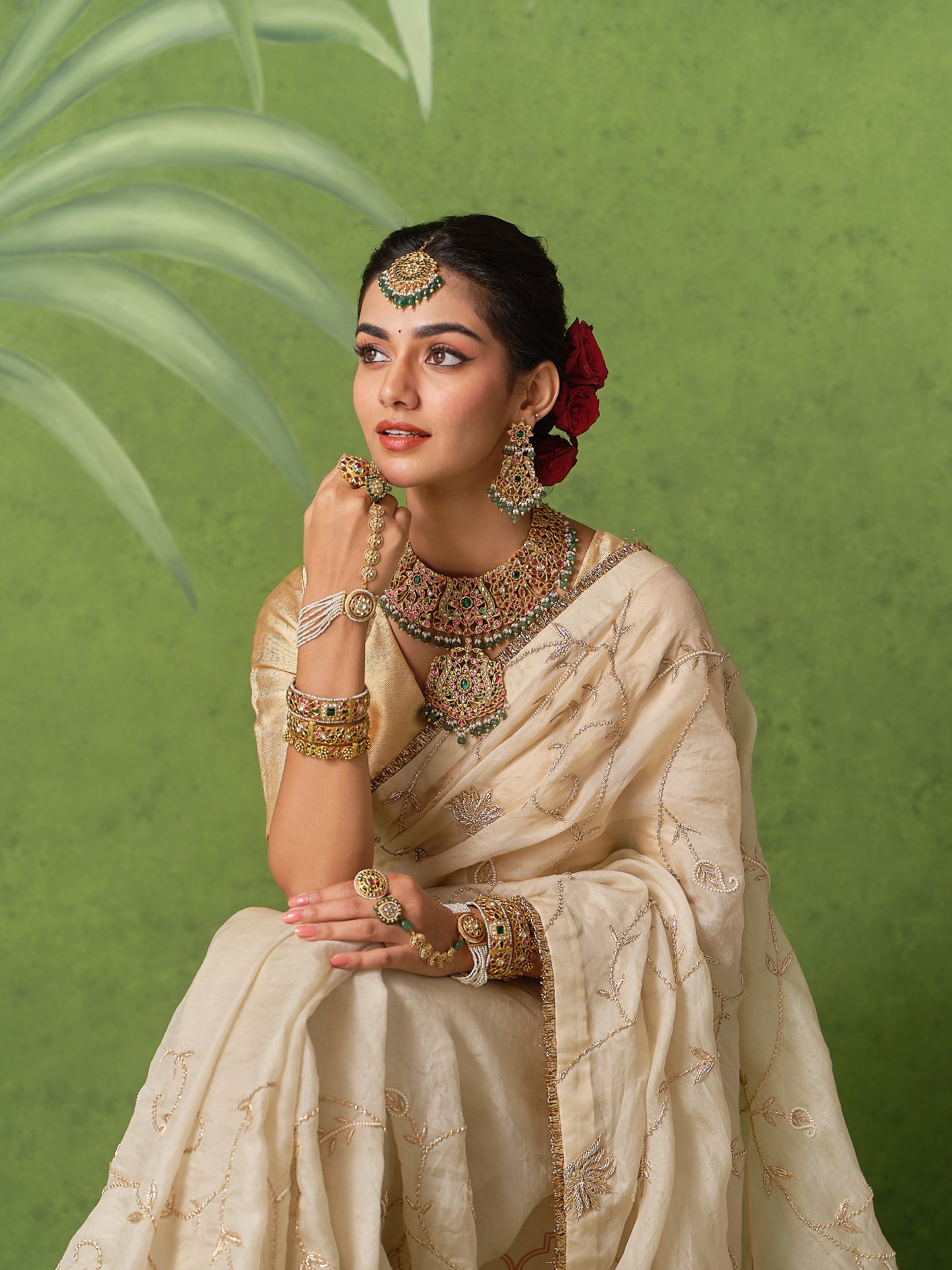 Ivory Jaal Saree