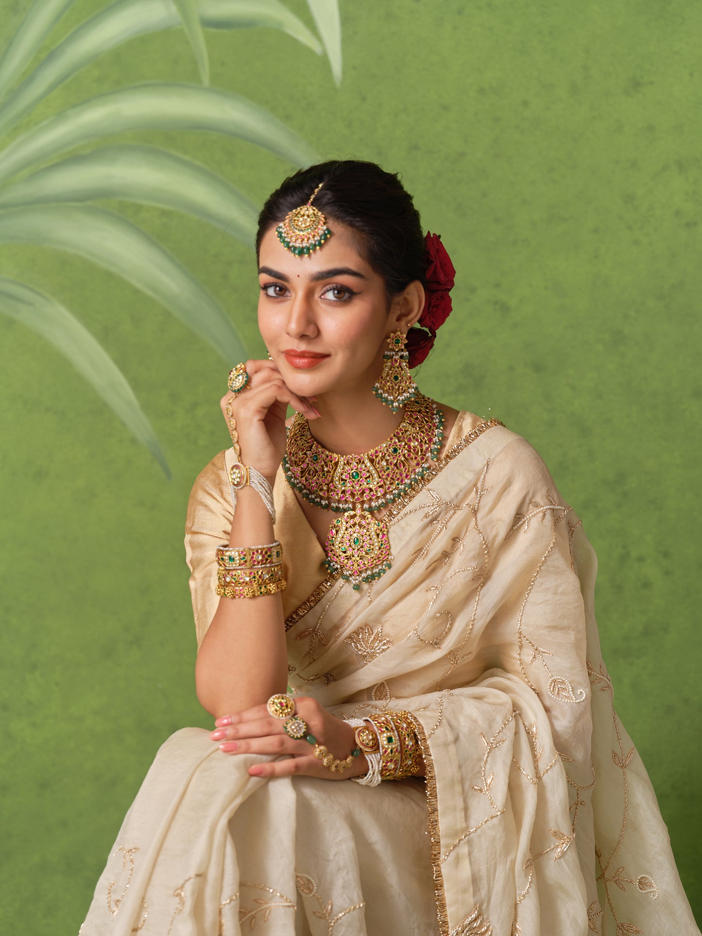 Ivory Jaal Saree