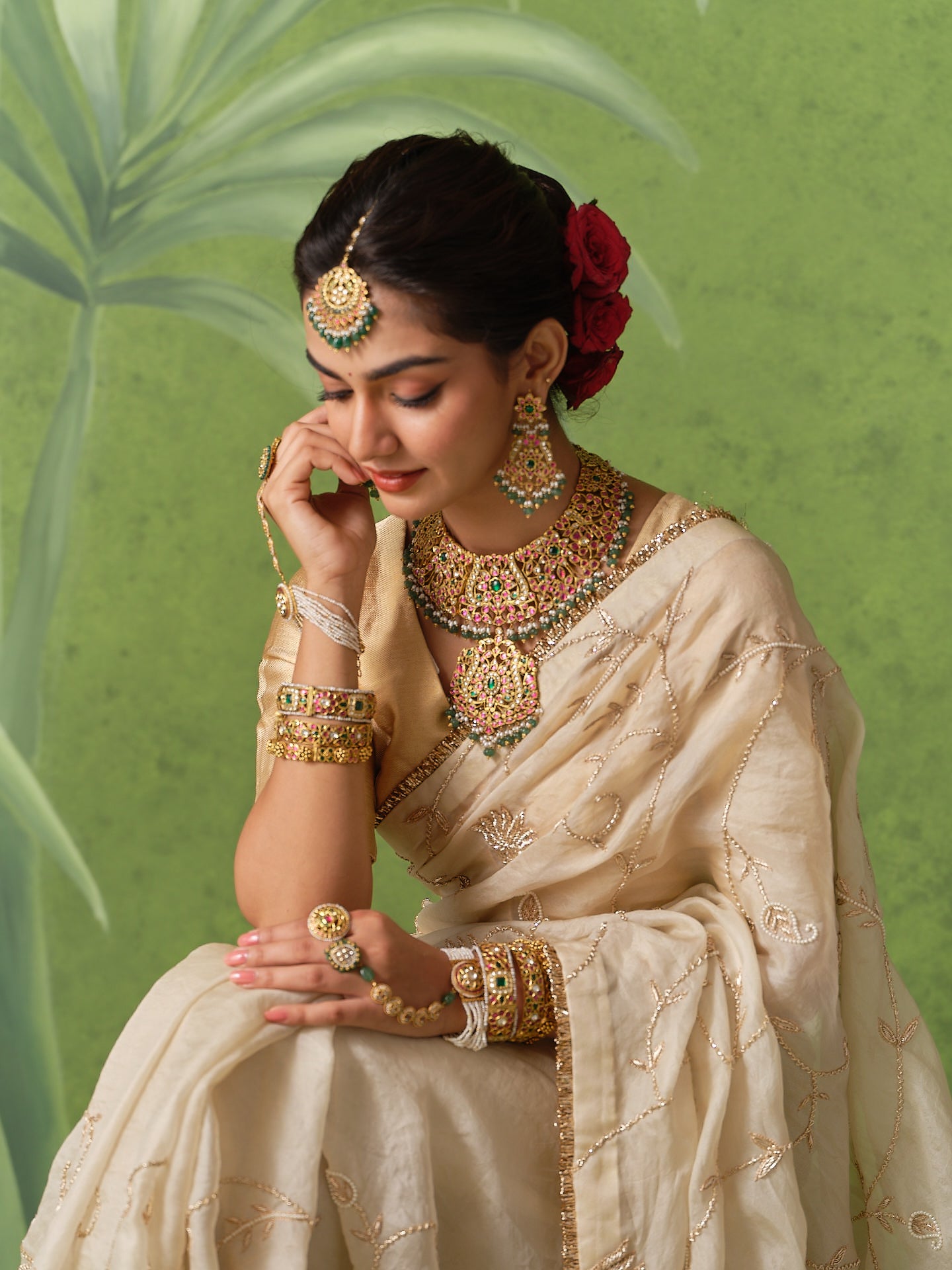 Ivory Jaal Saree