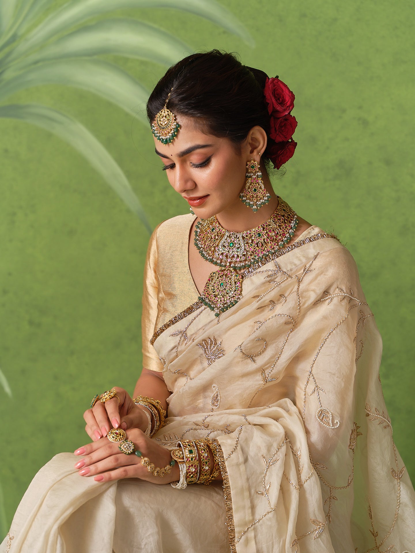 Ivory Jaal Saree