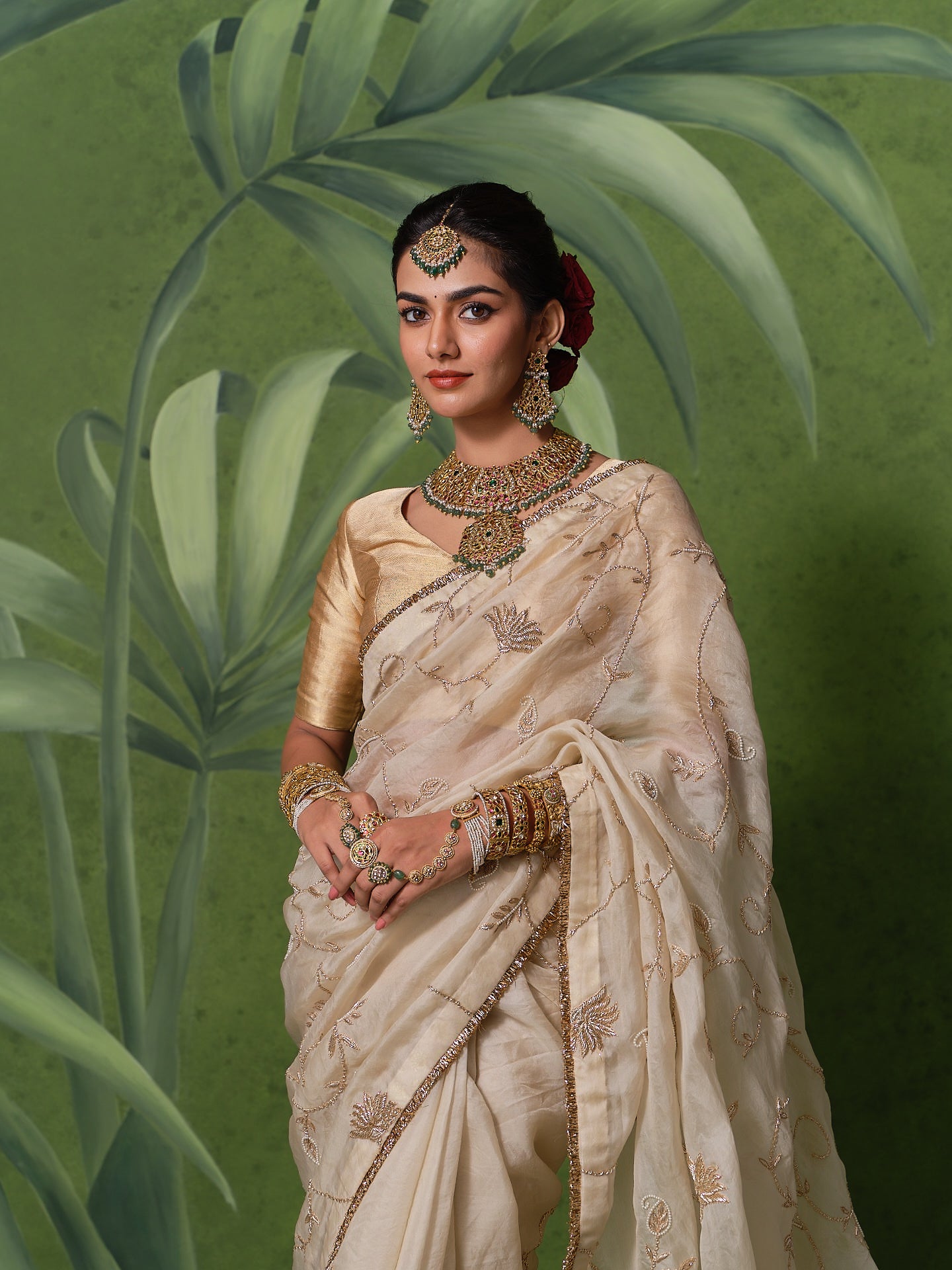 Ivory Jaal Saree