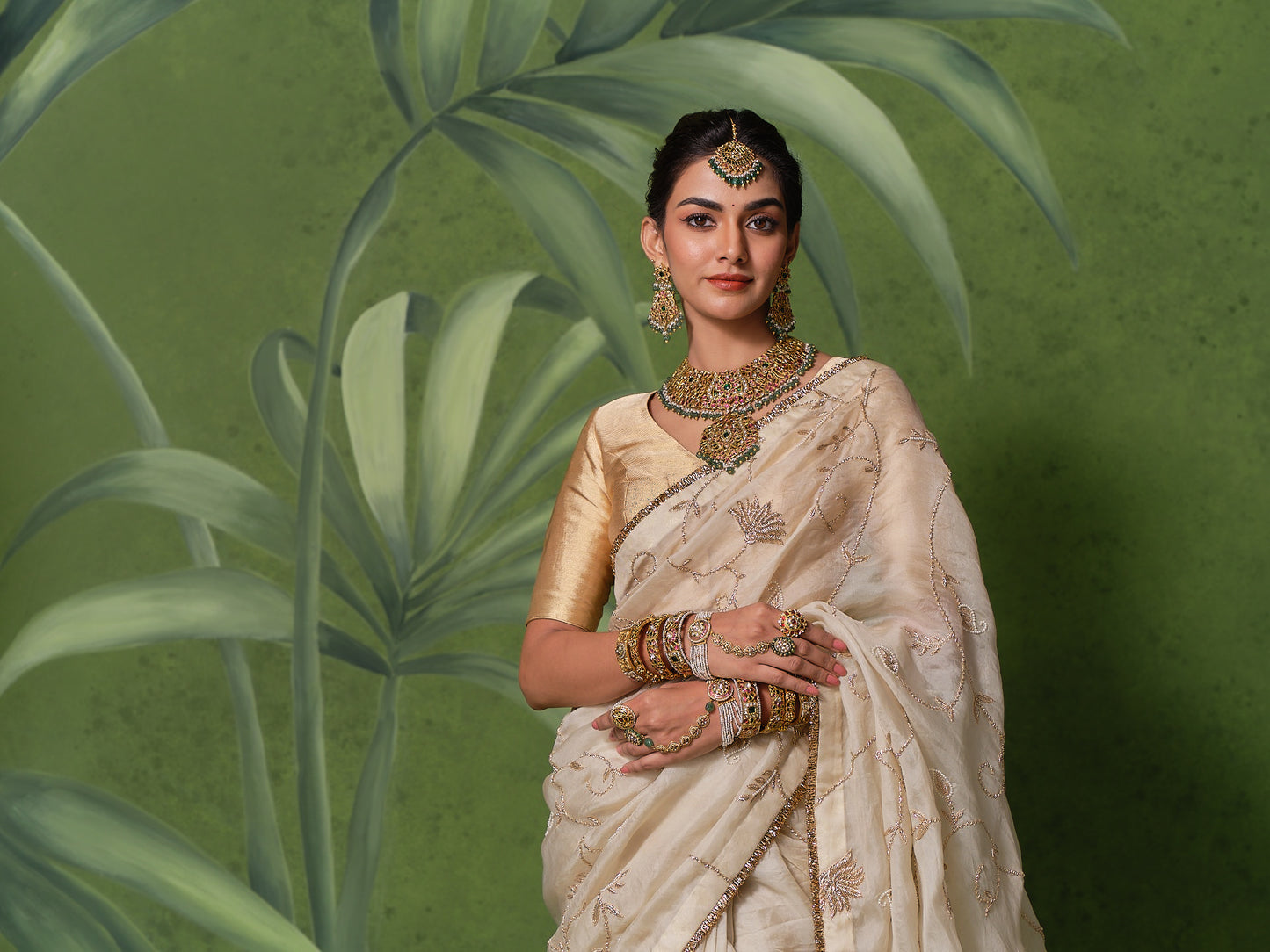 Ivory Jaal Saree