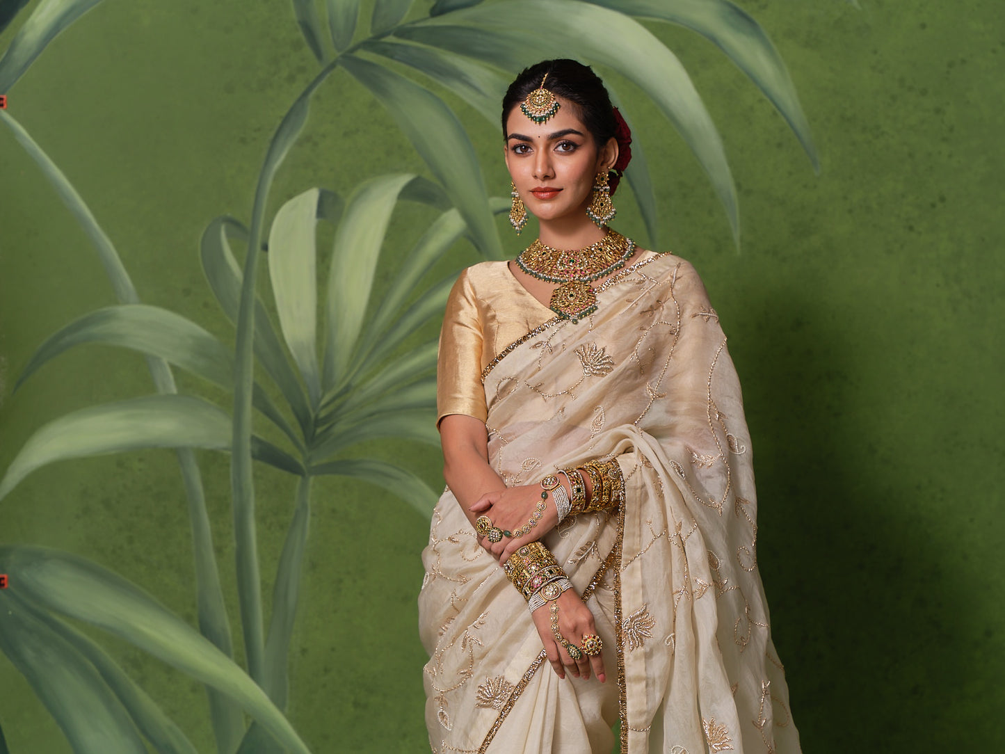 Ivory Jaal Saree