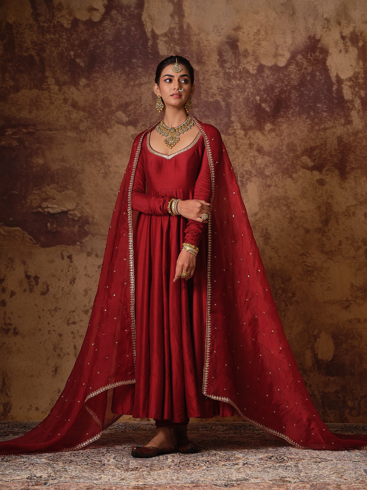 Maroon Anarkali Set