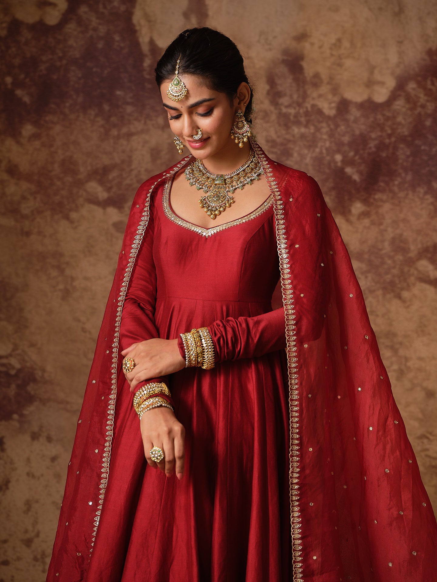 Maroon Anarkali Set