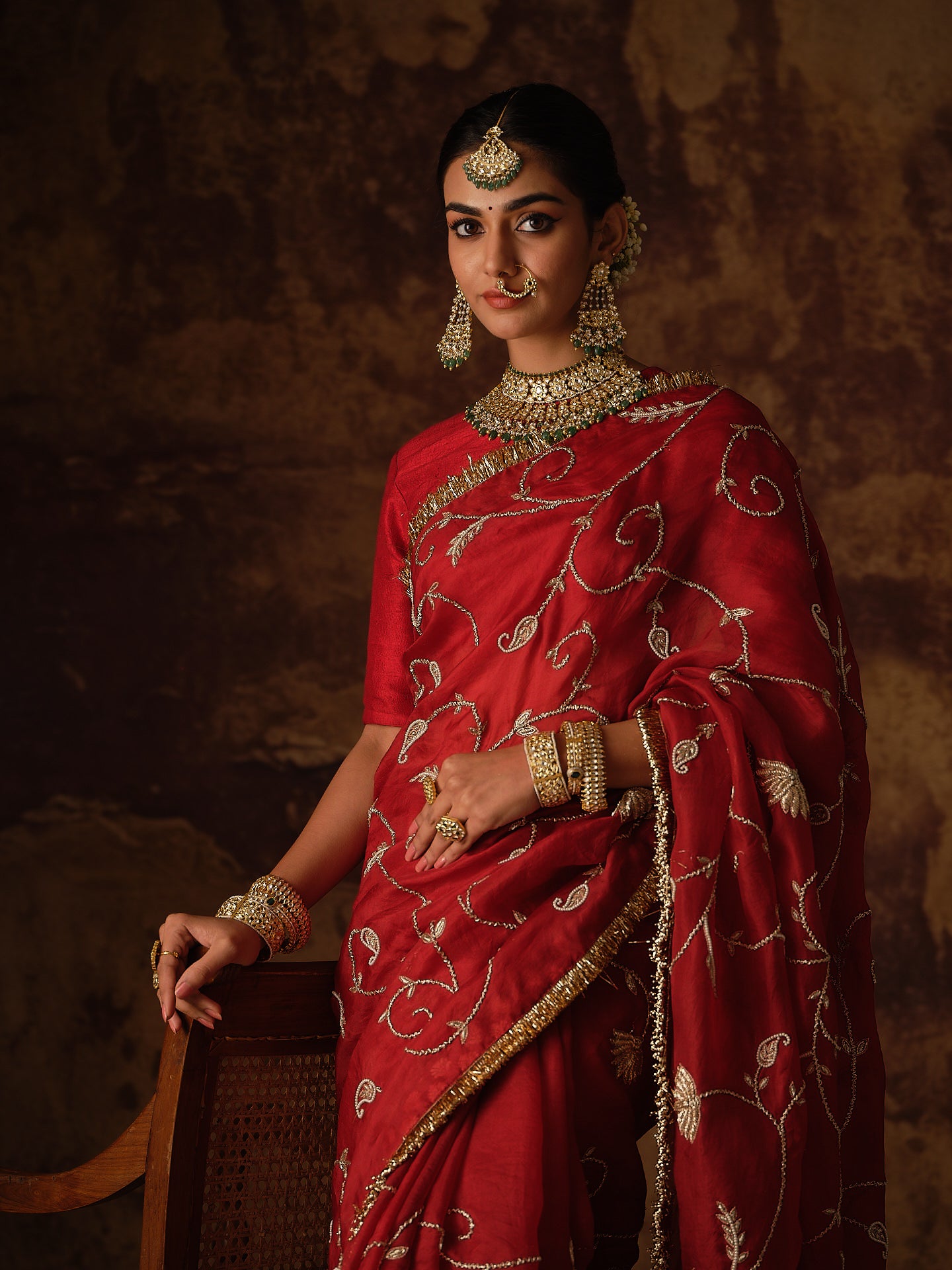 Maroon Jaal Saree