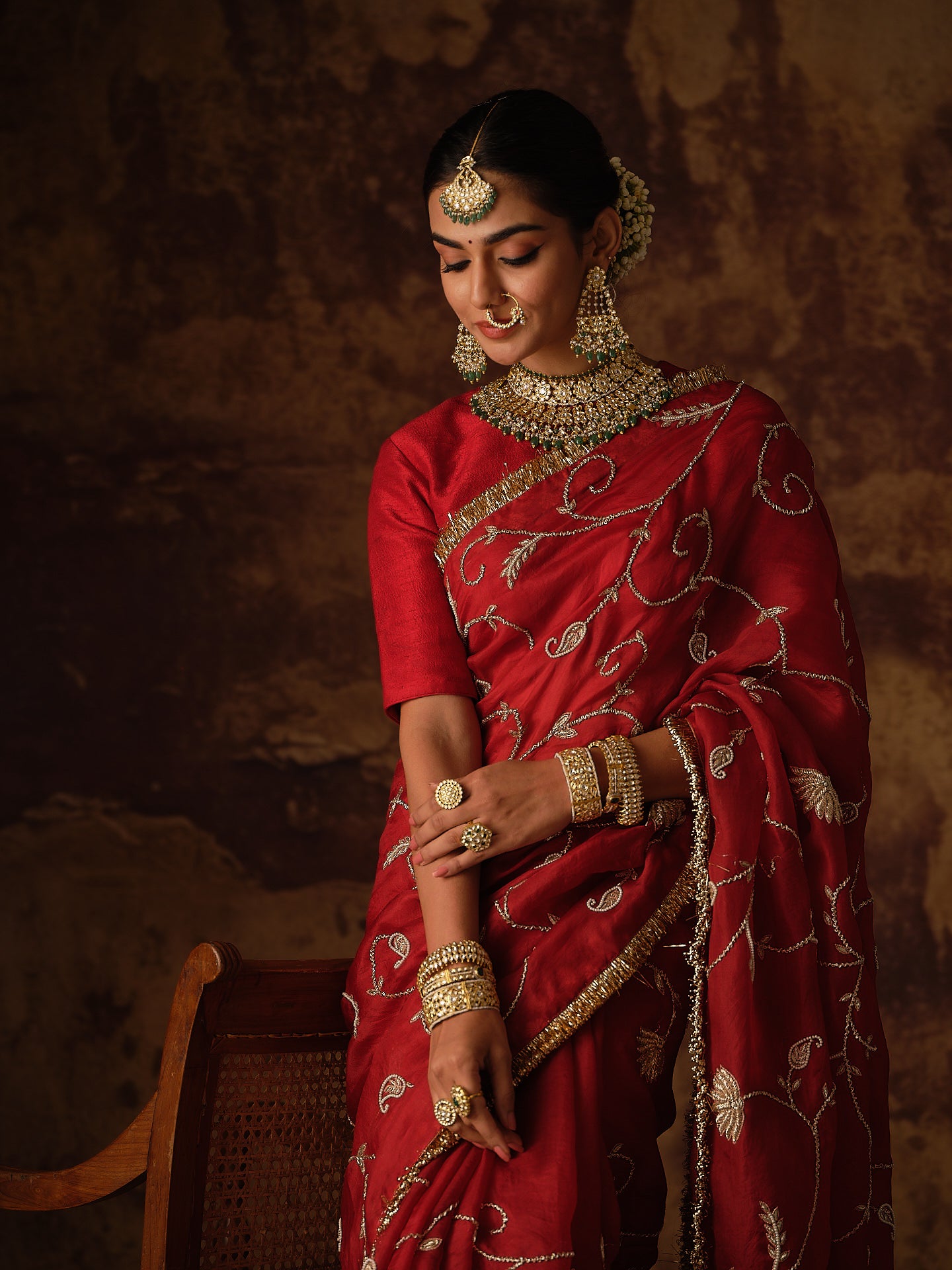 Maroon Jaal Saree