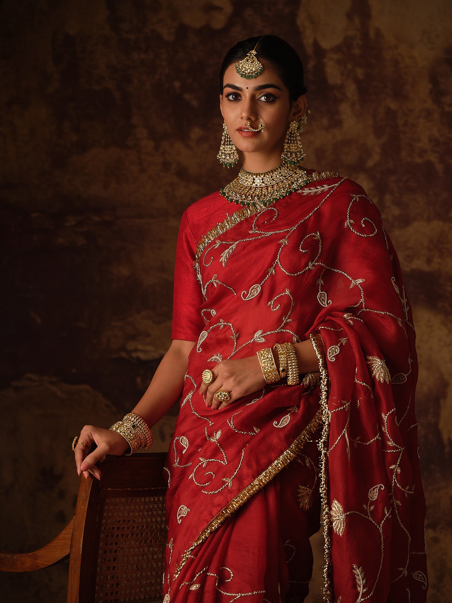 Maroon Jaal Saree