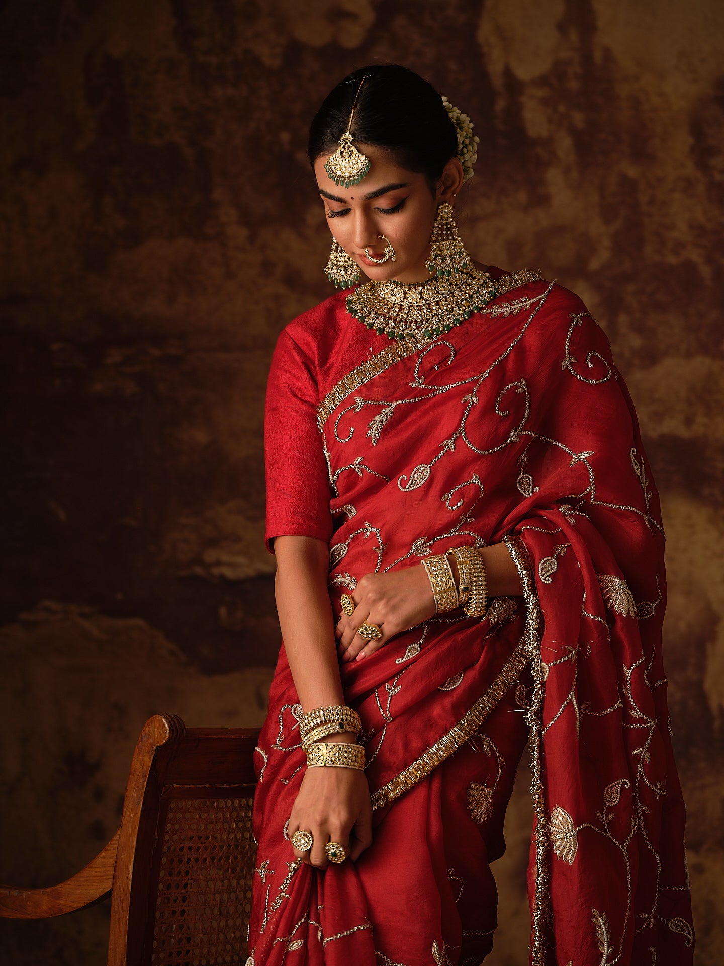 Maroon Jaal Saree