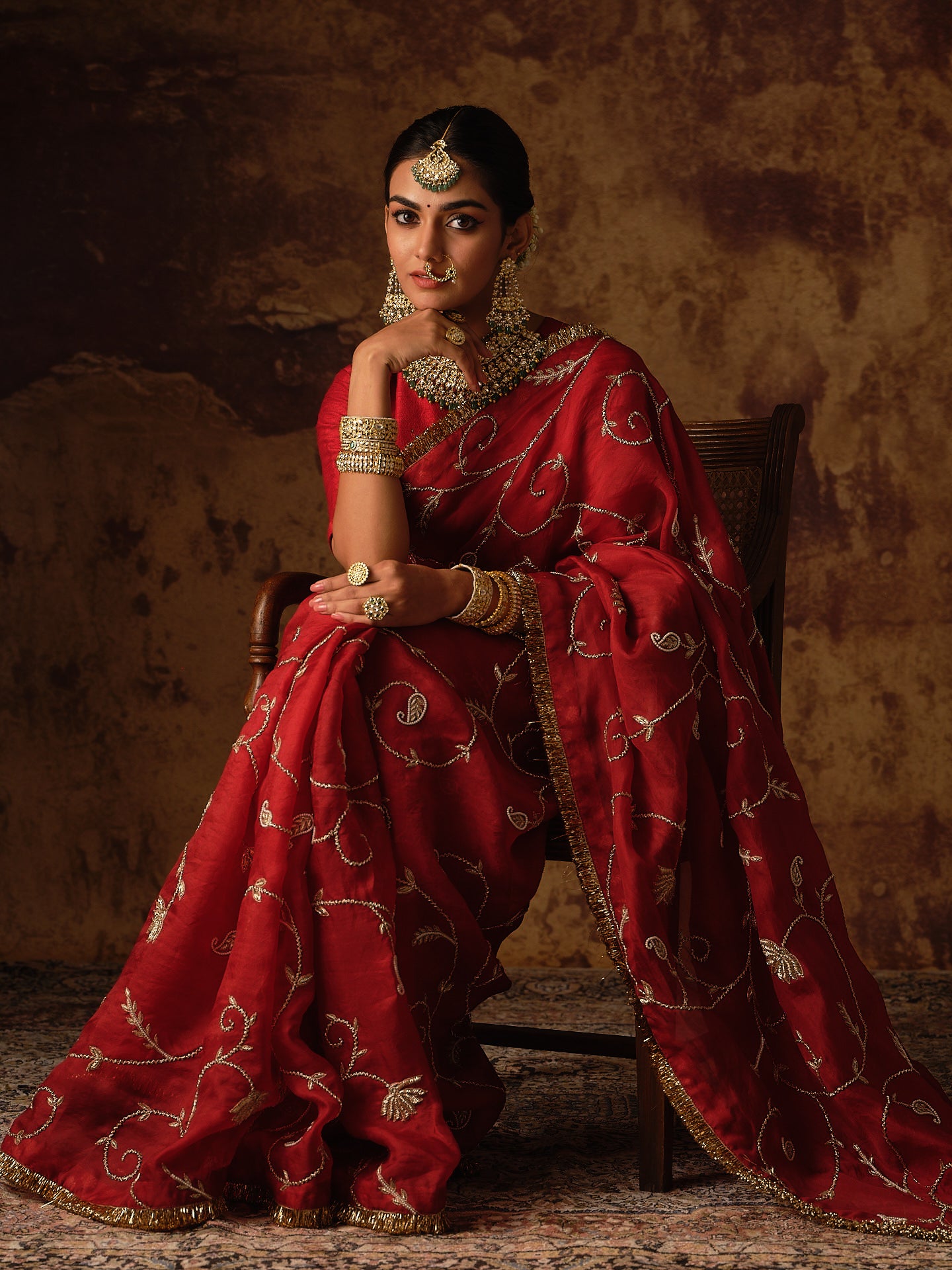 Maroon Jaal Saree