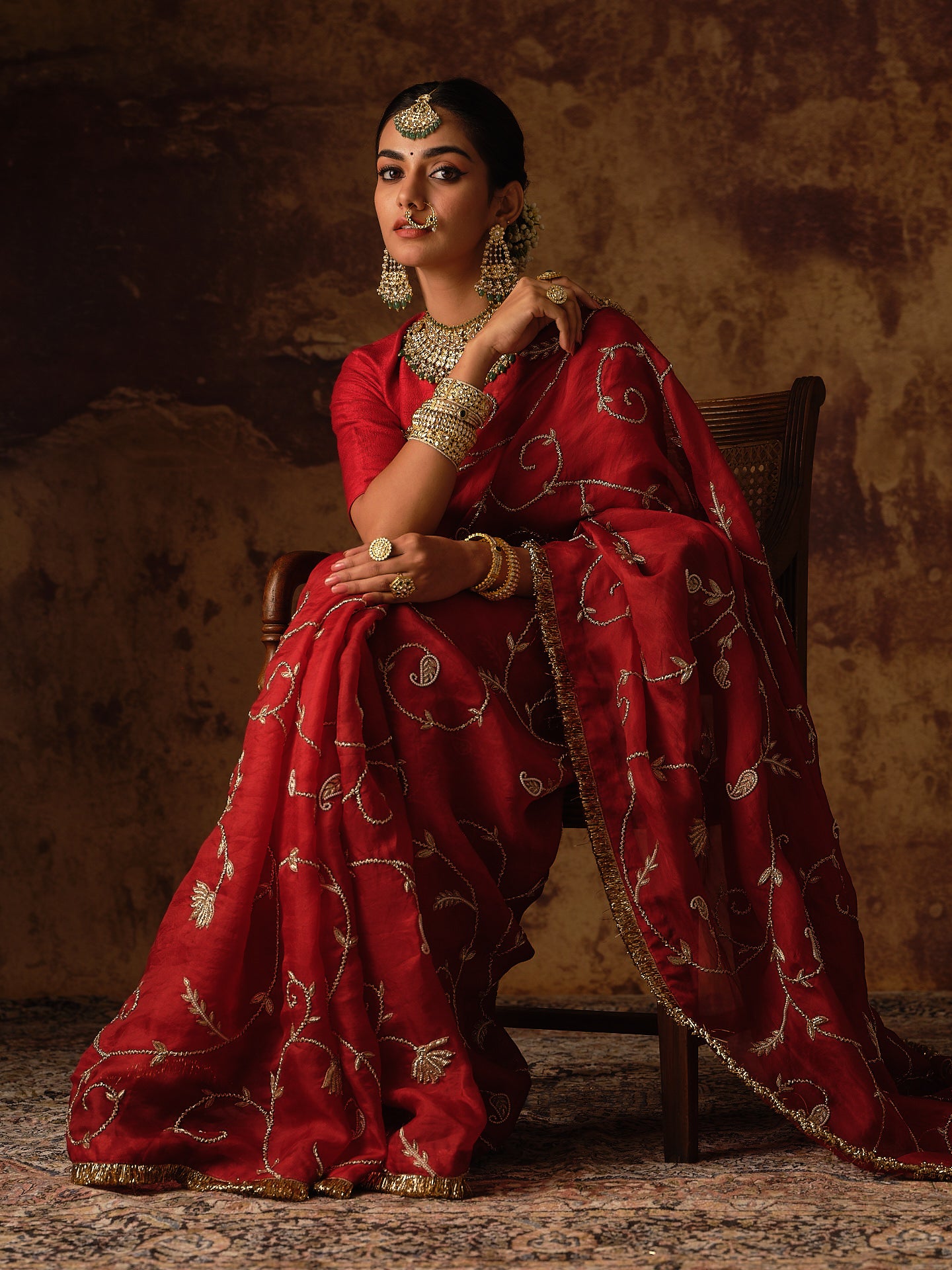 Maroon Jaal Saree