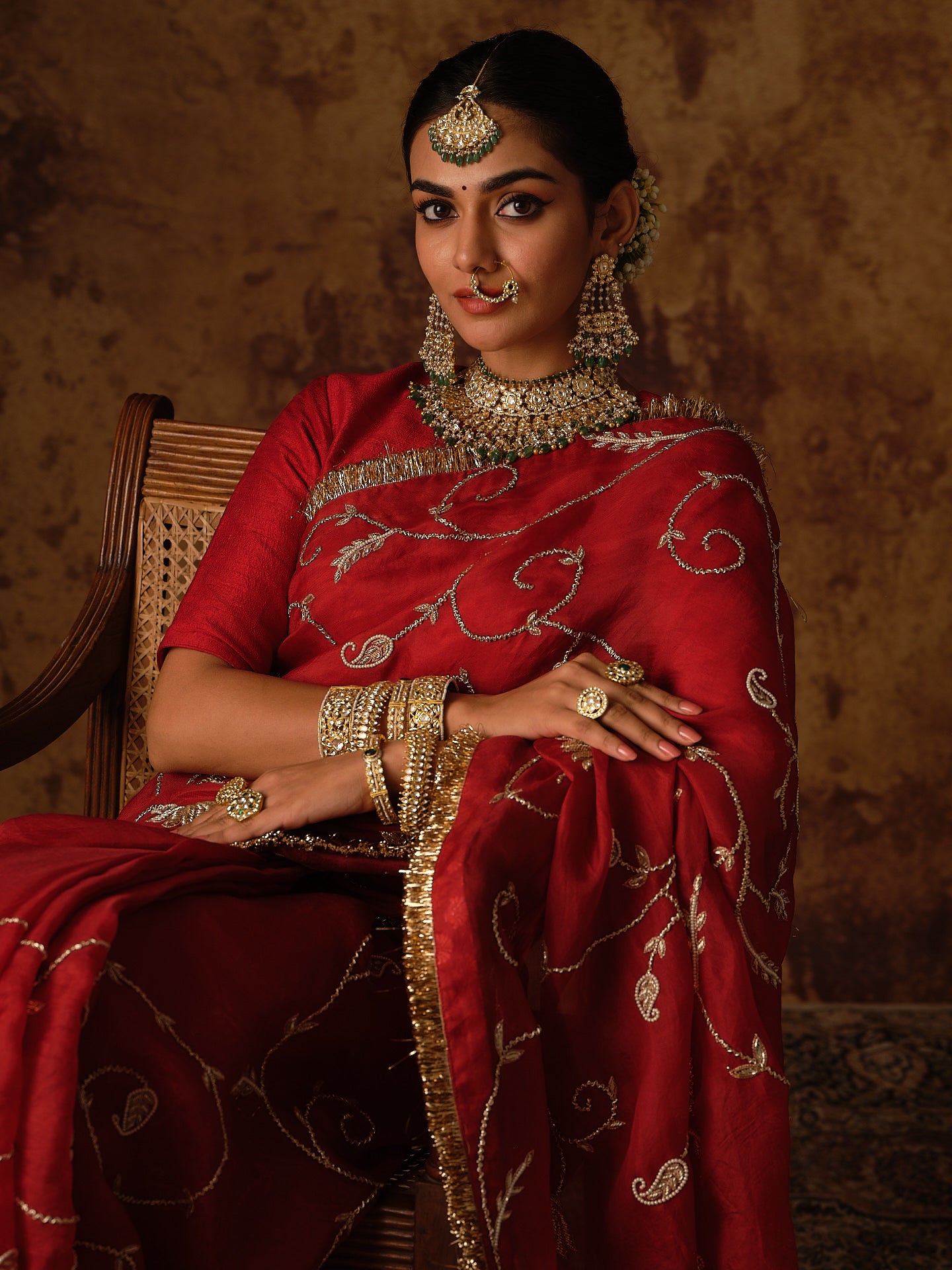 Maroon Jaal Saree