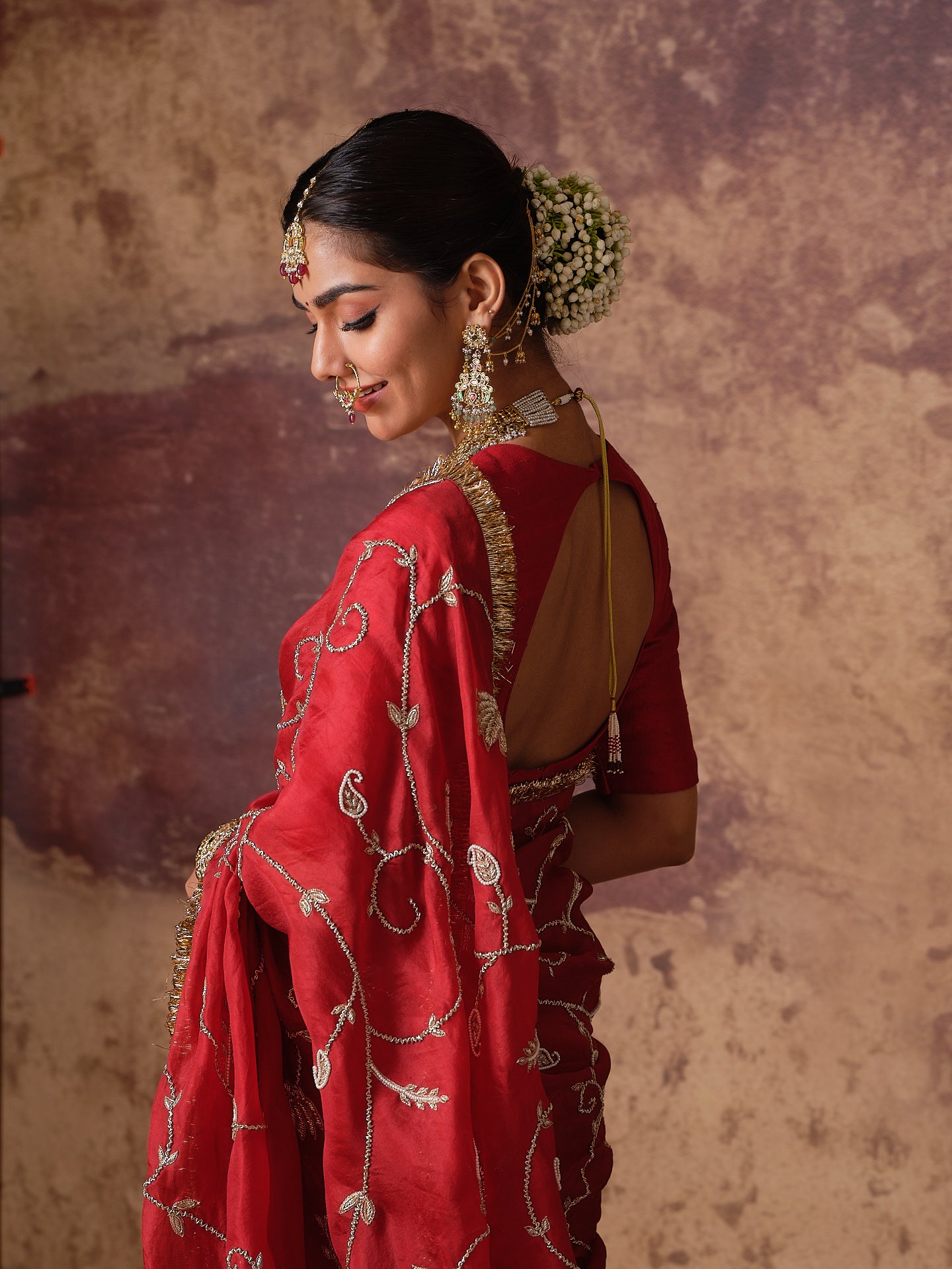Maroon Jaal Saree