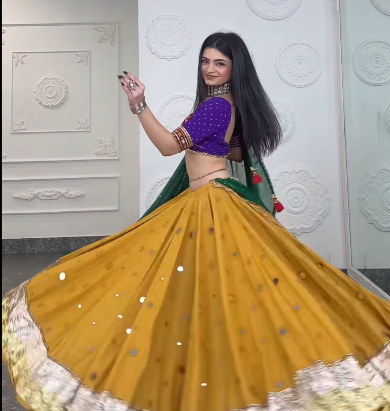 Rajvee Mustard Lehenga Set