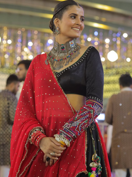 Black Heavy Lehenga Set