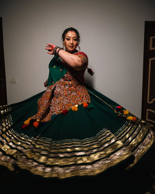 Bottle Green Gradation Skirt