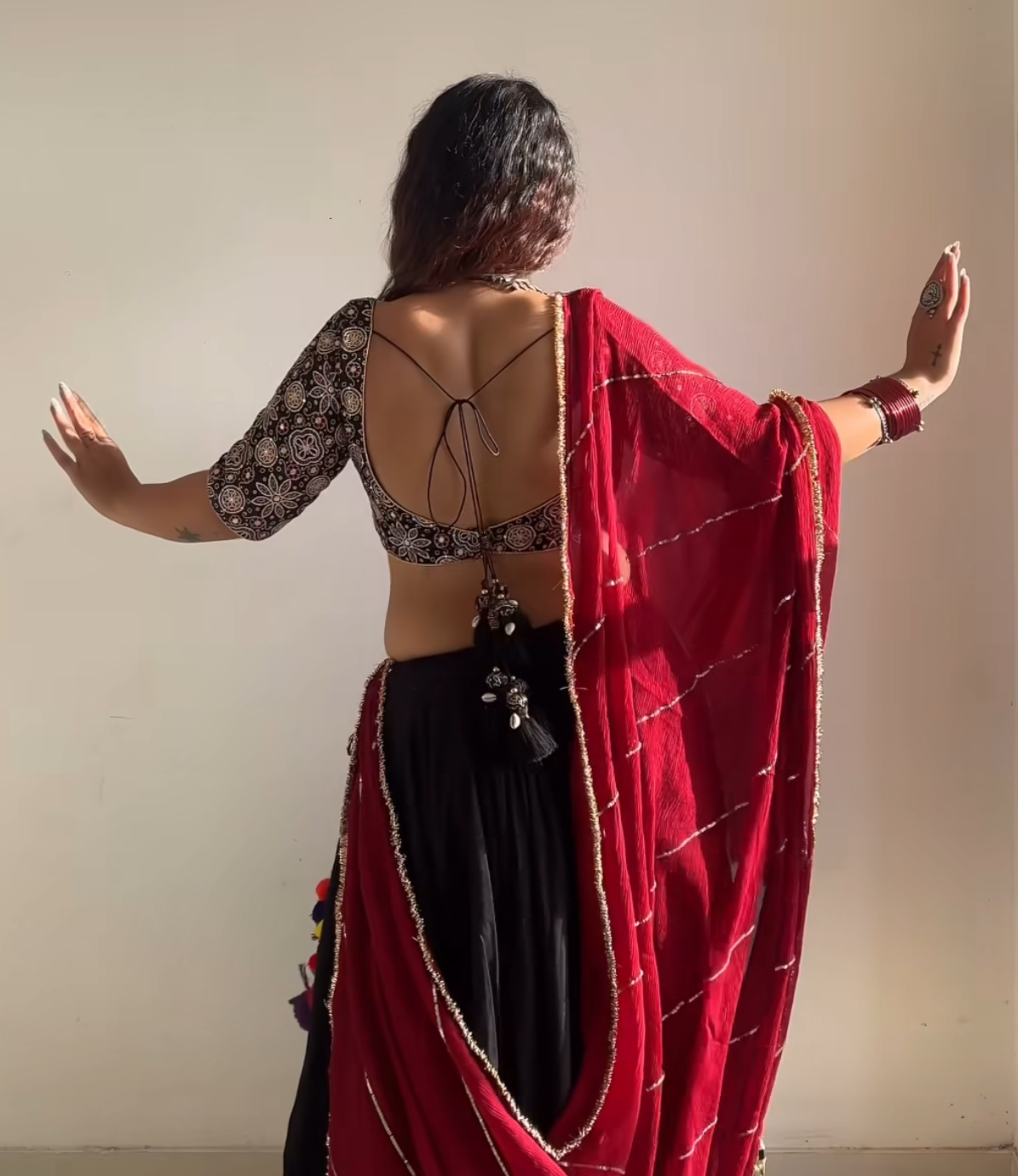 Black Gradation Lehenga Set