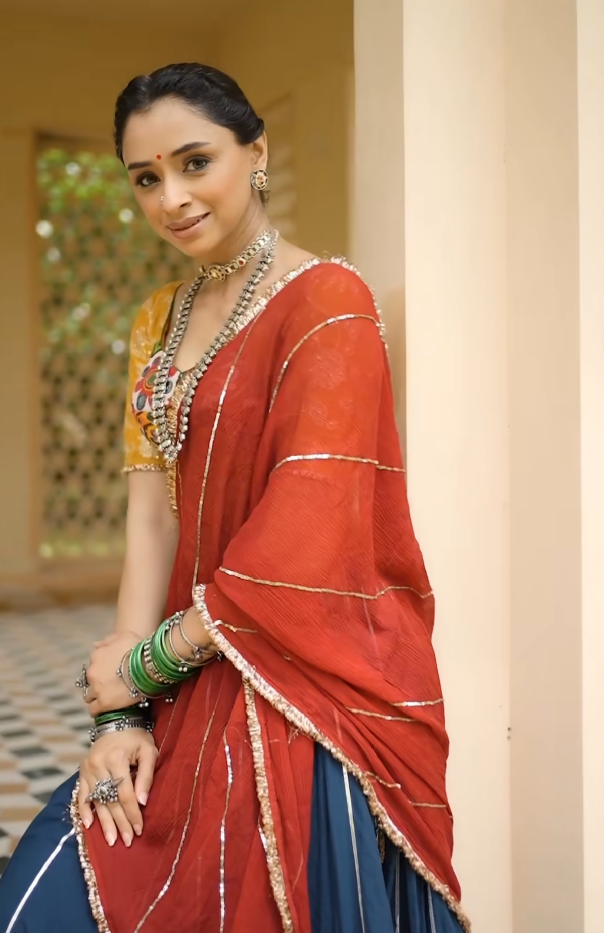 Pooja Teal Blue Cotton Lehenga Set