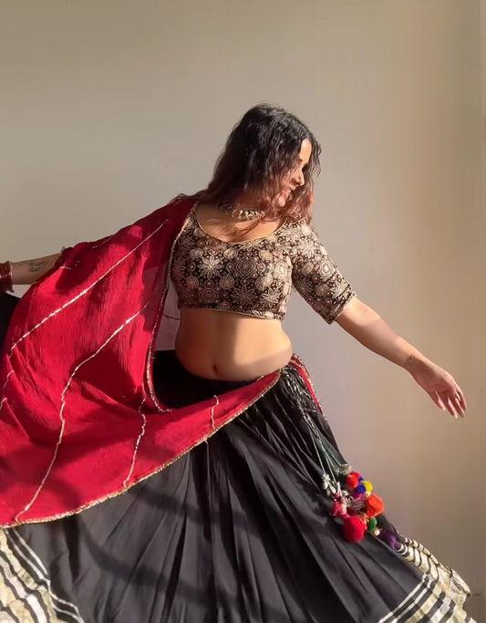 Black Gradation Lehenga Set