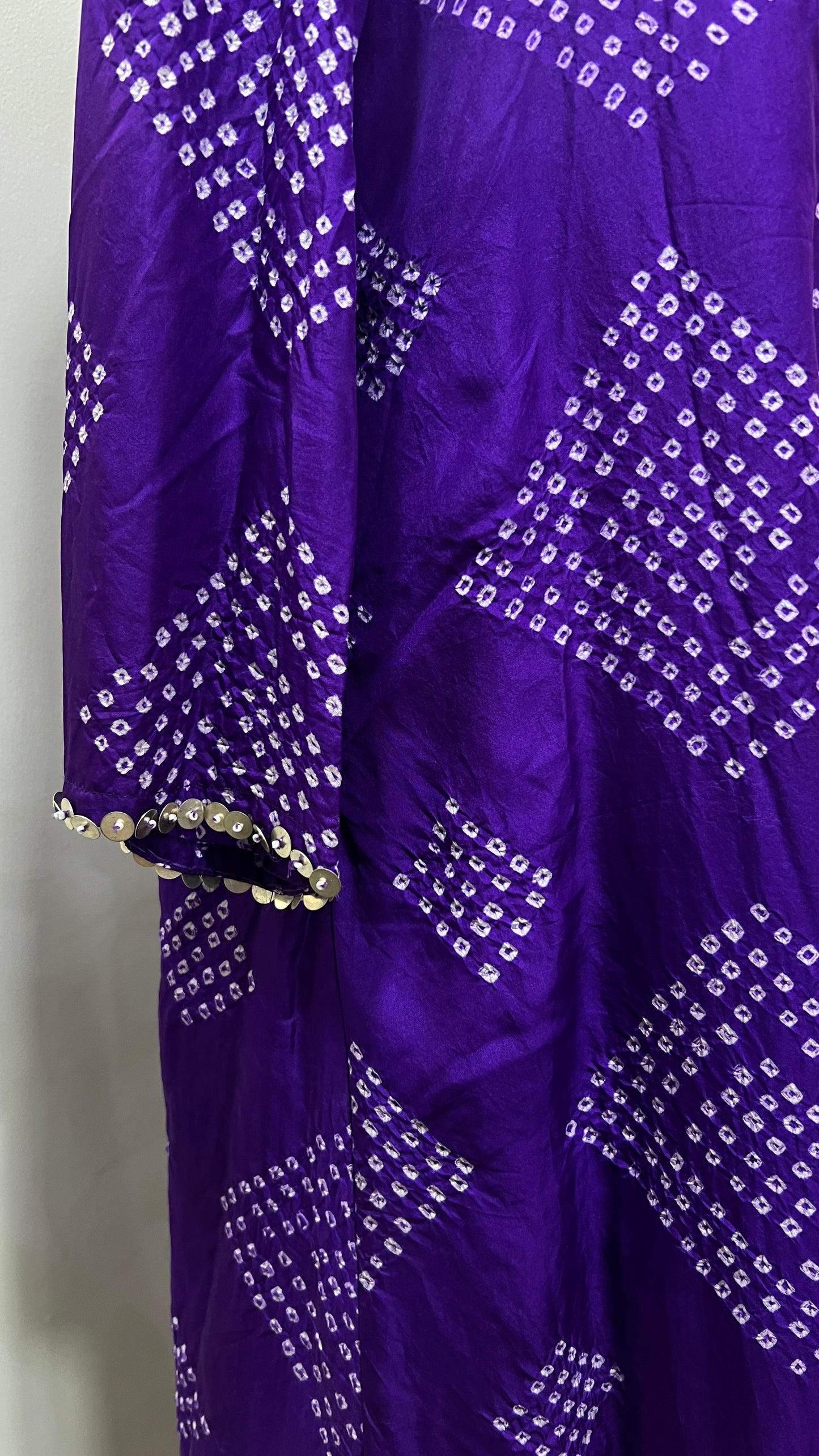 Purple A-line Bandhani Coord Set