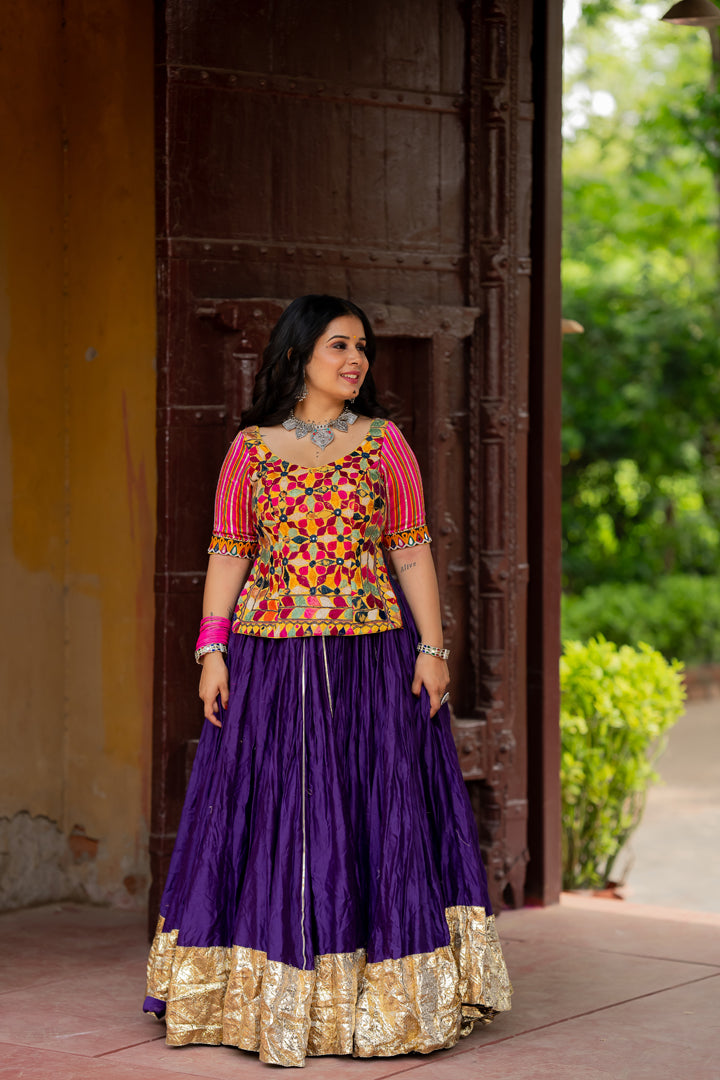 Purple Chanderi Skirt - Anjanase