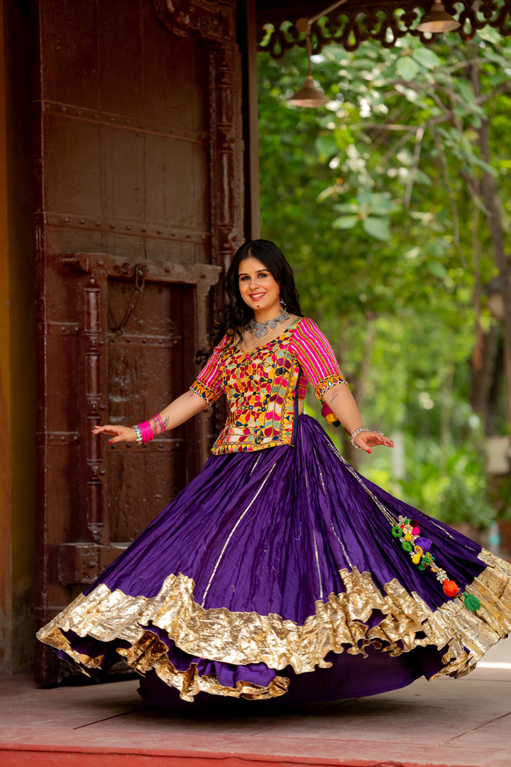Purple Chanderi Skirt - Anjanase