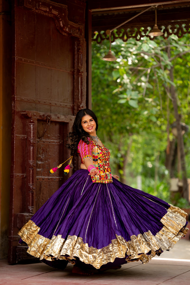 Purple Chanderi Skirt - Anjanase