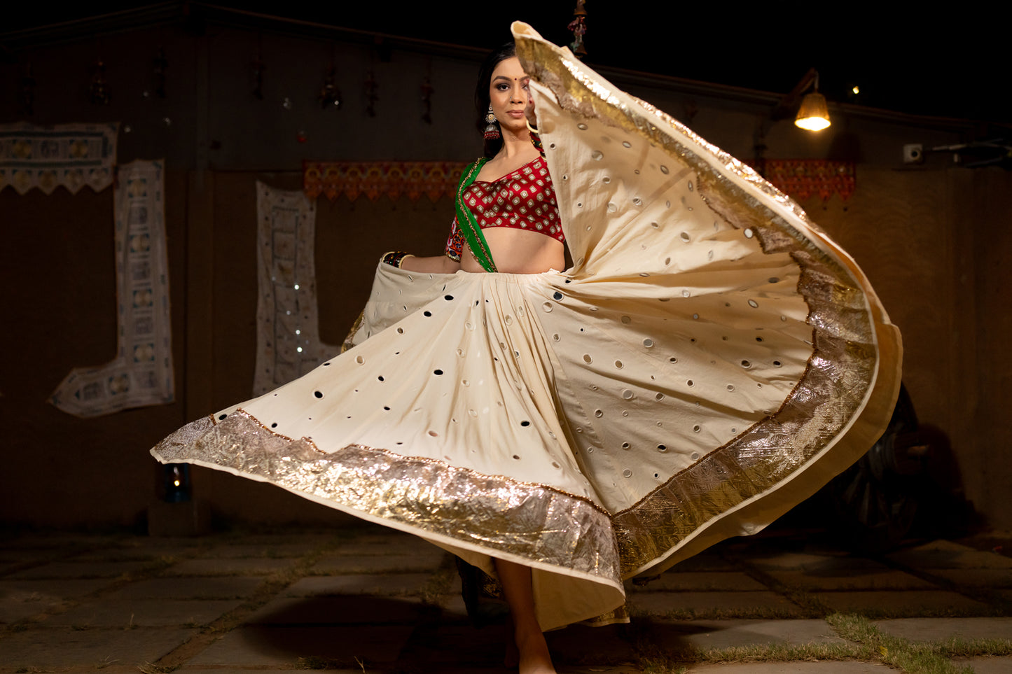 White Mirror Cotton Skirt - Anjanase