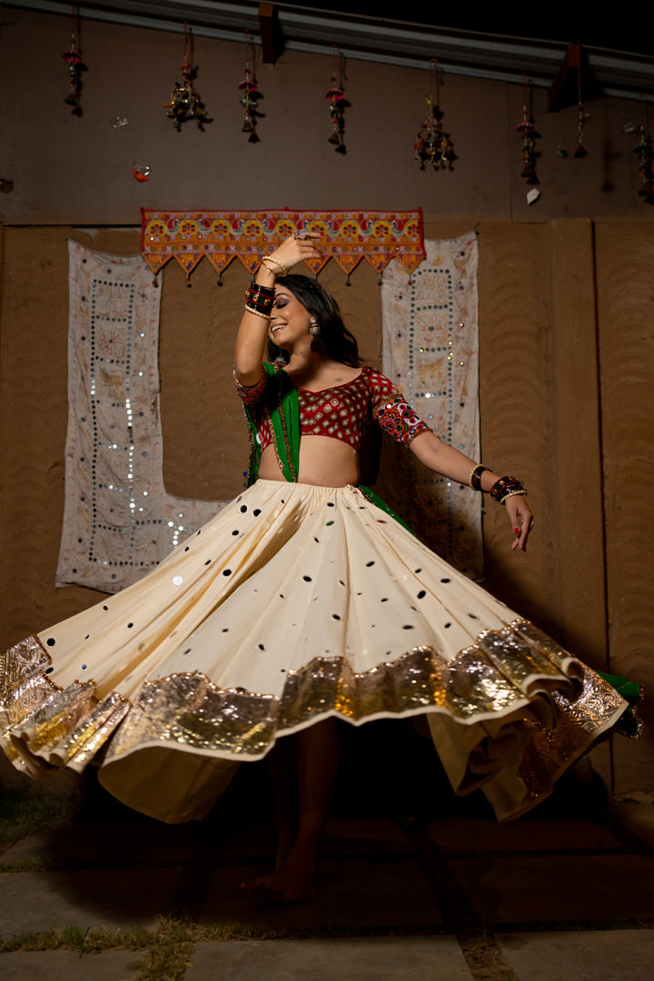 White Mirror Cotton Skirt - Anjanase