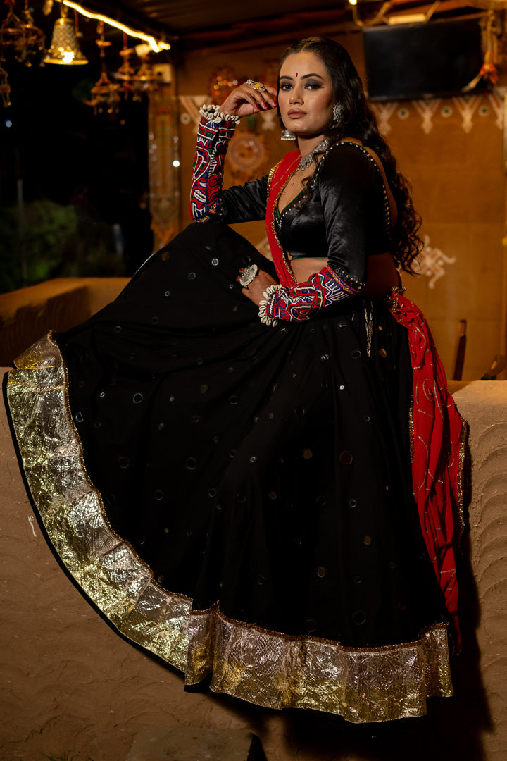 Black Mirror Lehenga Set - Anjanase