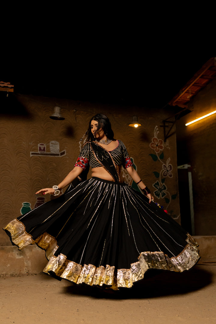 Black Cotton Skirt - Anjanase