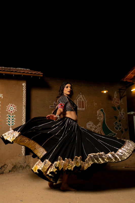 Black Cotton Skirt - Anjanase