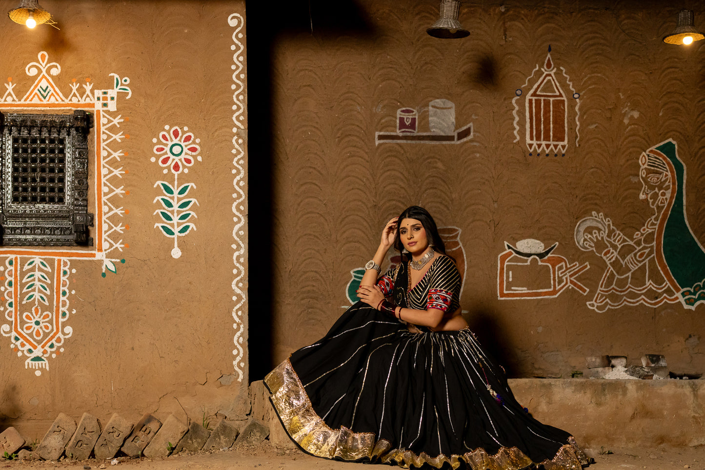 Black Cotton Skirt - Anjanase