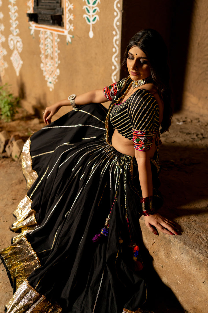 Black Cotton Skirt - Anjanase