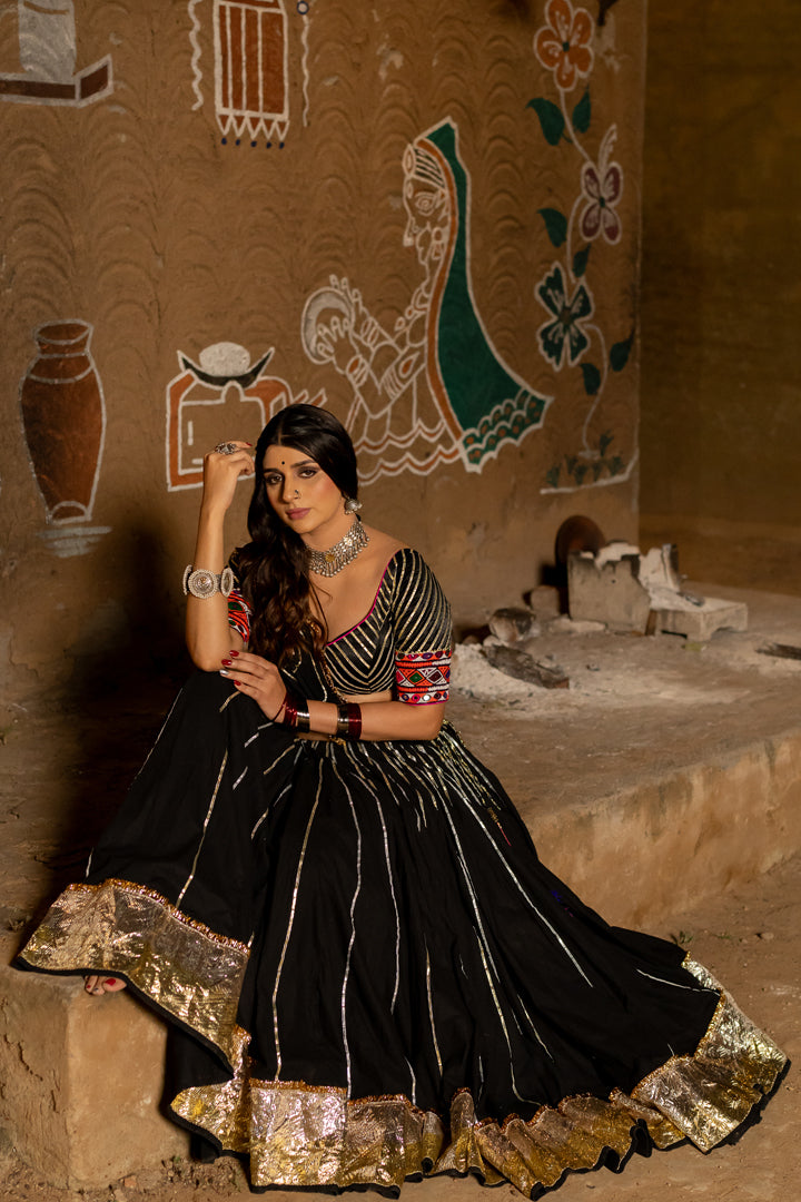 Black Cotton Skirt - Anjanase