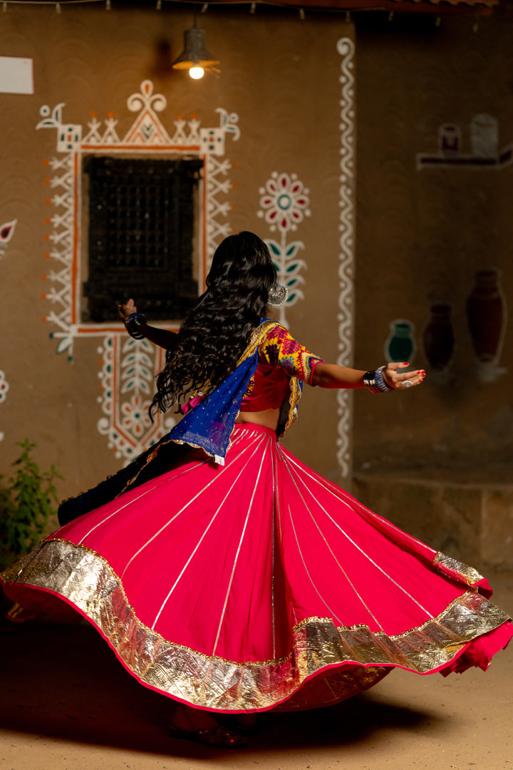 Pink Cotton Lehenga Set - Anjanase