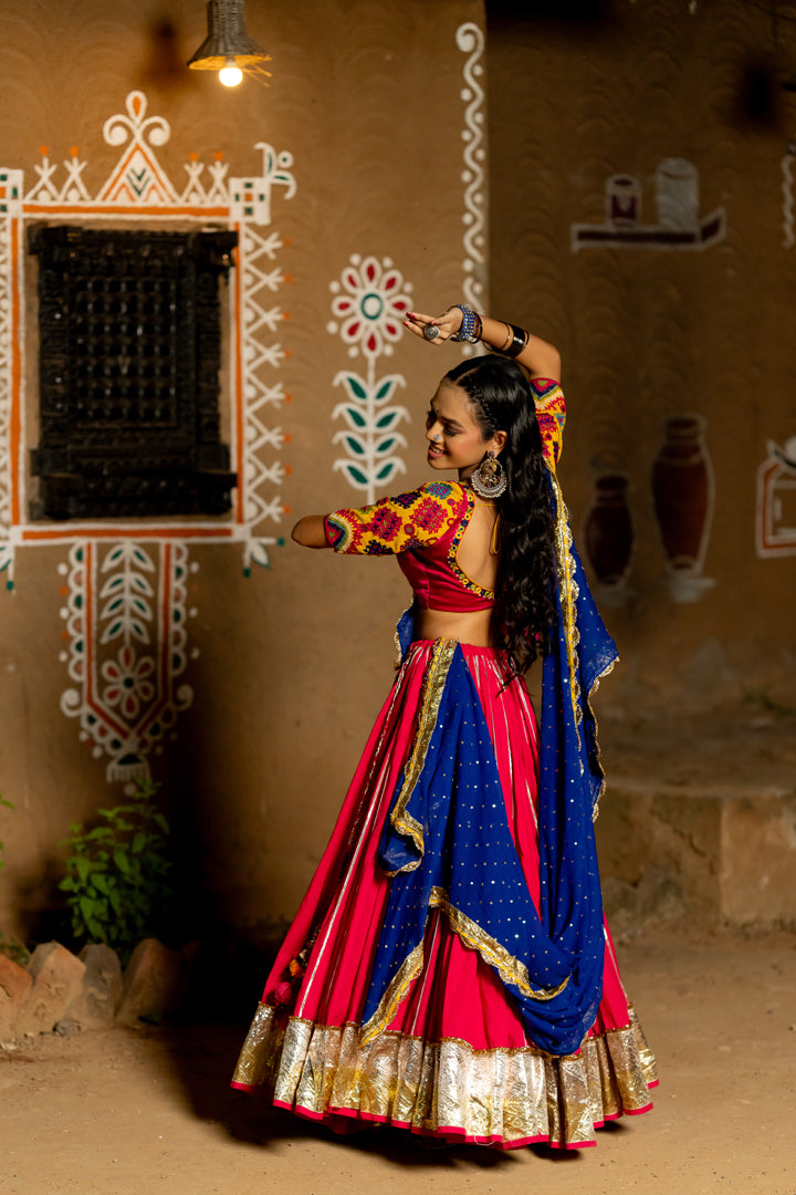 Pink Cotton Lehenga Set - Anjanase