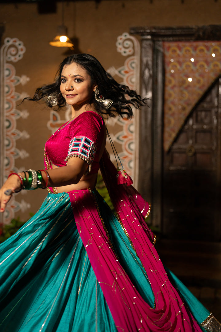 Firozi Lehenga Set - Anjanase