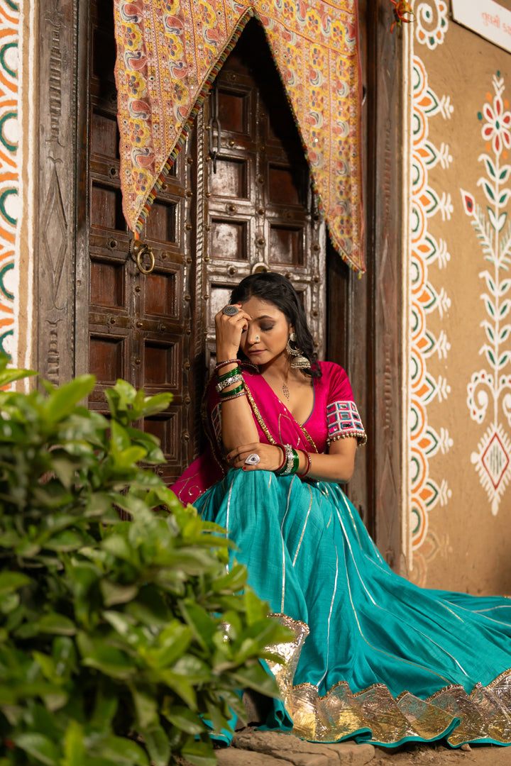 Firozi Lehenga Set - Anjanase