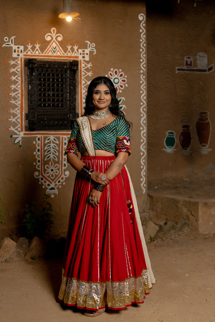 Red Cotton Skirt - Anjanase