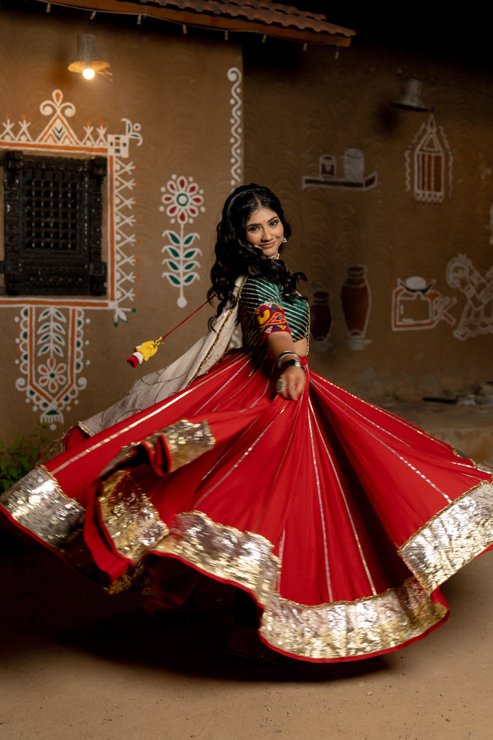 Red Cotton Skirt - Anjanase