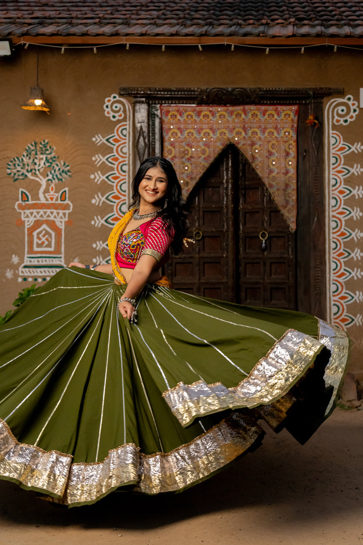 Olive Green Cotton Skirt - Anjanase