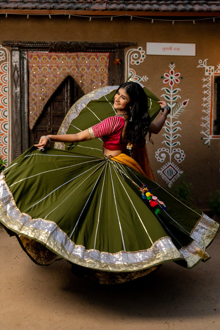 Olive Green Cotton Skirt - Anjanase