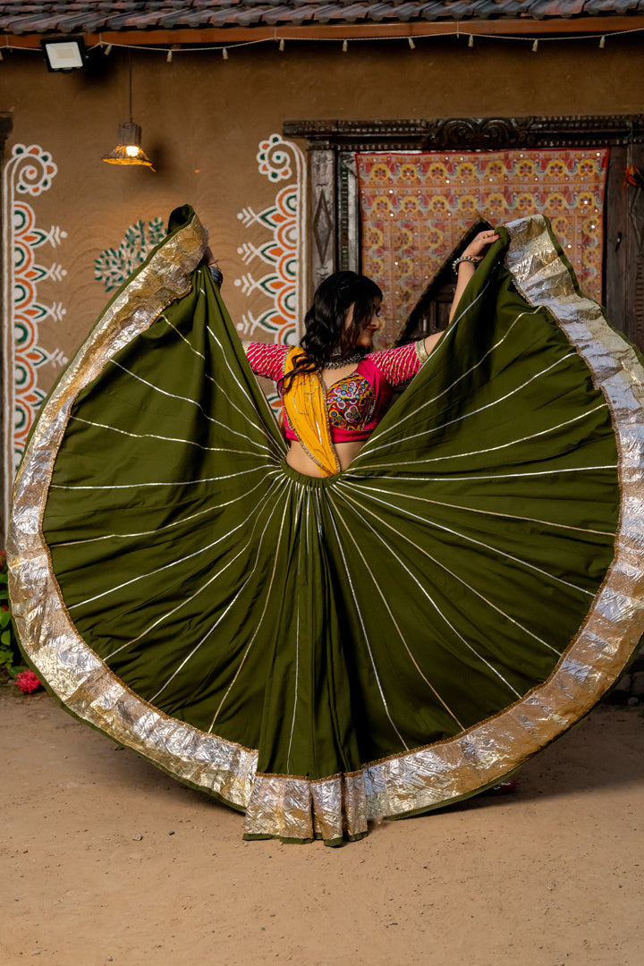 Olive Green Cotton Skirt - Anjanase
