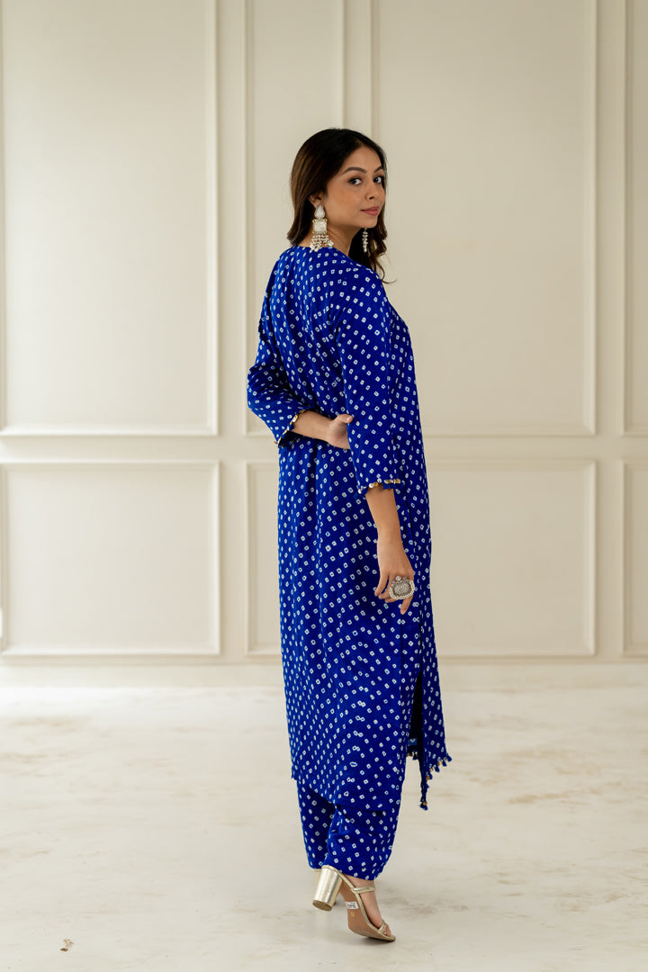 Blue Bandhani Coord Set - Anjanase