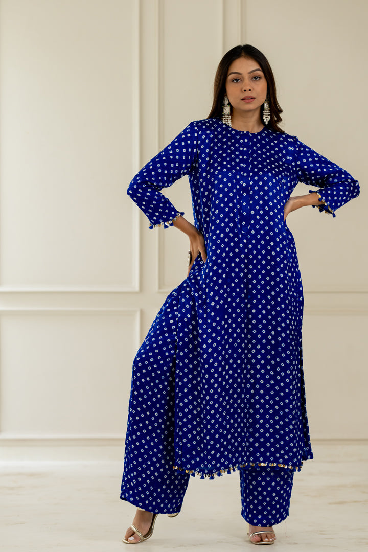 Blue Bandhani Coord Set - Anjanase