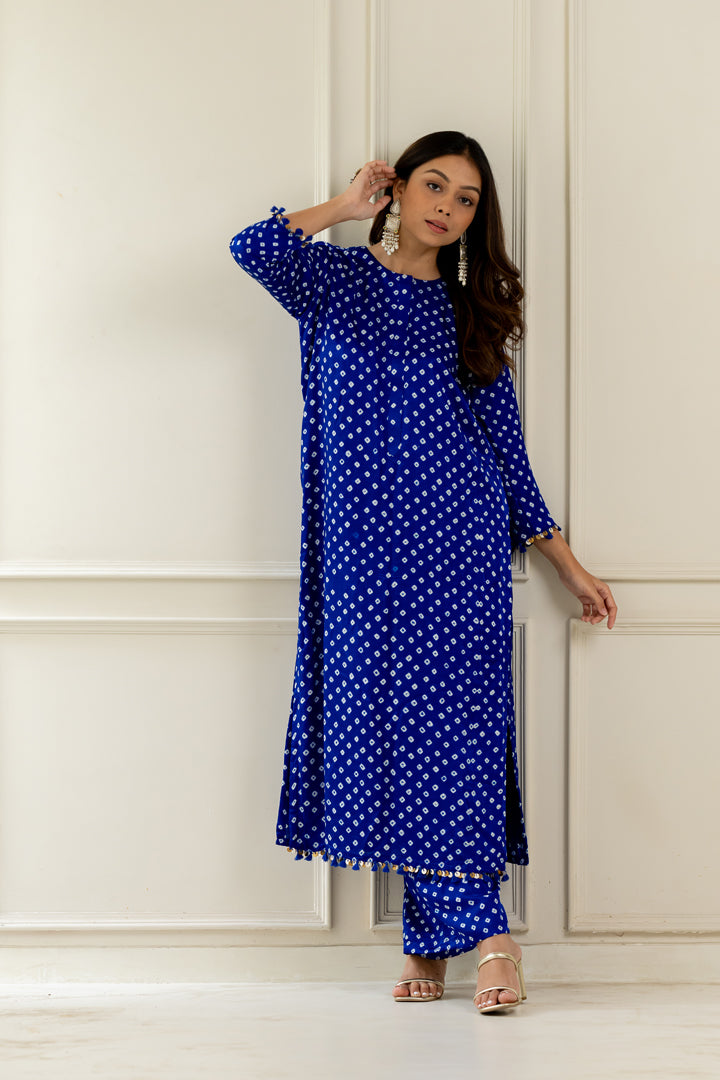 Blue Bandhani Coord Set - Anjanase