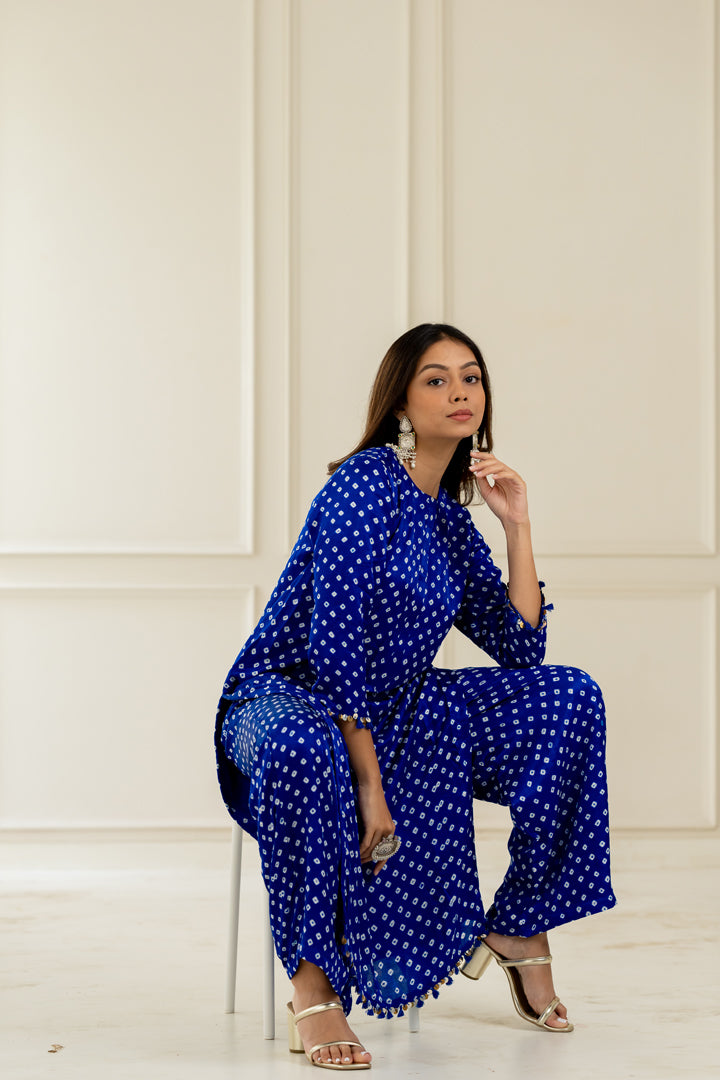 Blue Bandhani Coord Set - Anjanase